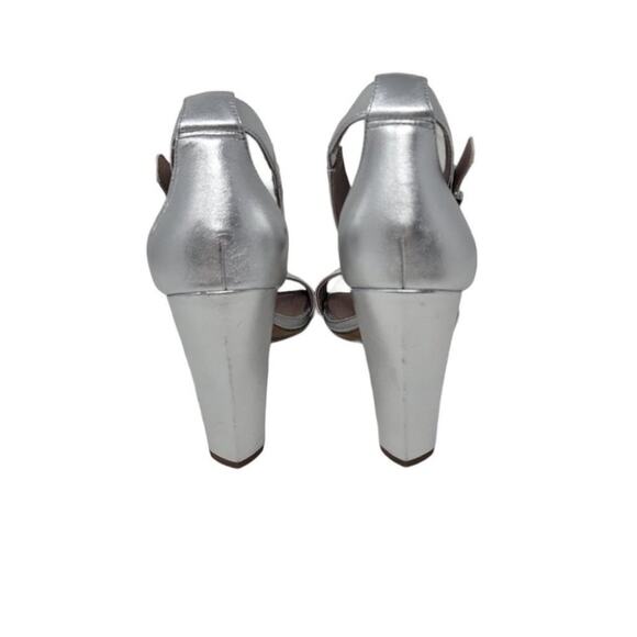 Diane Von Furstenberg Block Heel Chainlink Ankle Strap High Heels Sandal Size 10 - Picture 5 of 7